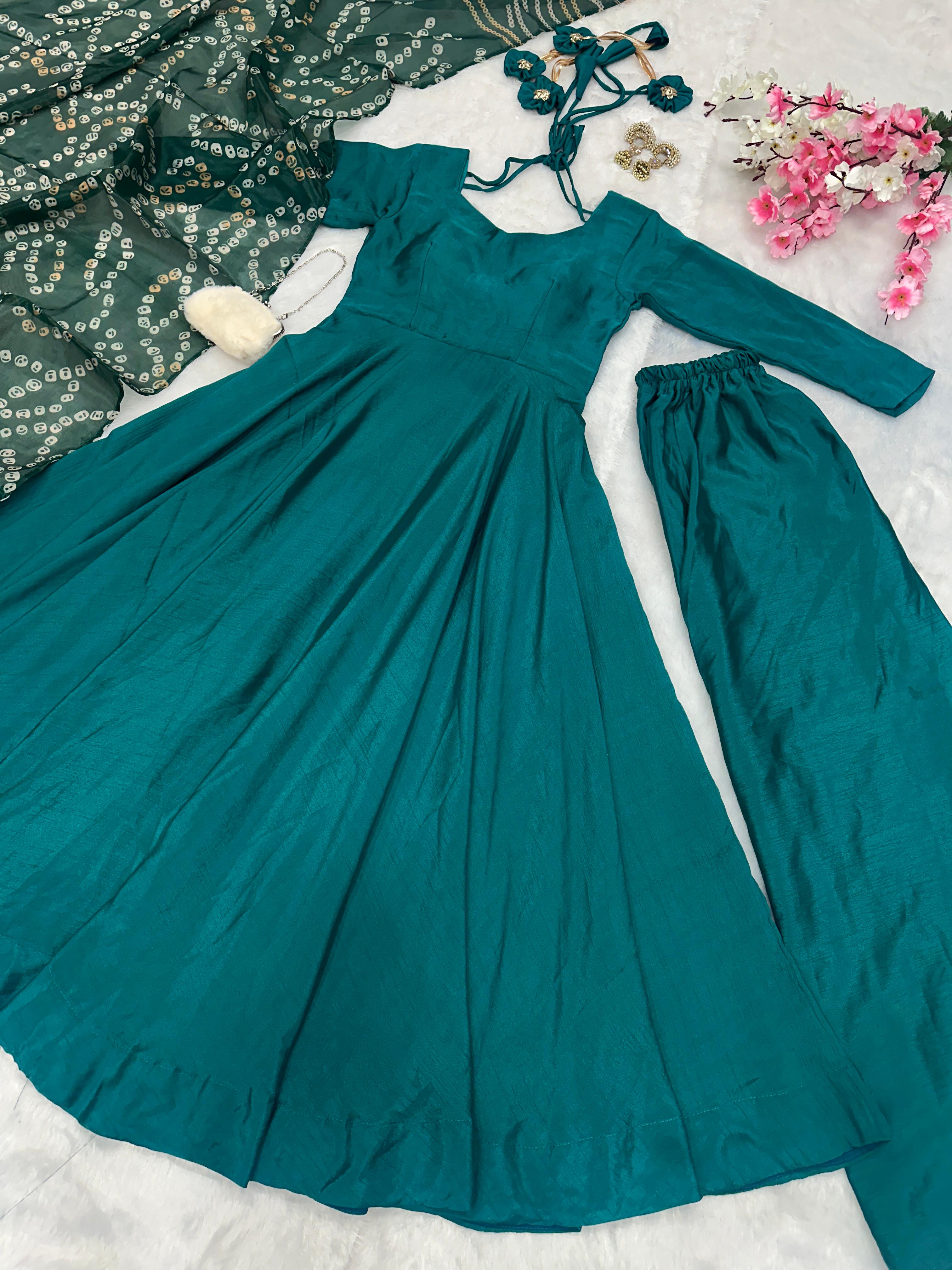 Rama Green traditional dress with dupatta 