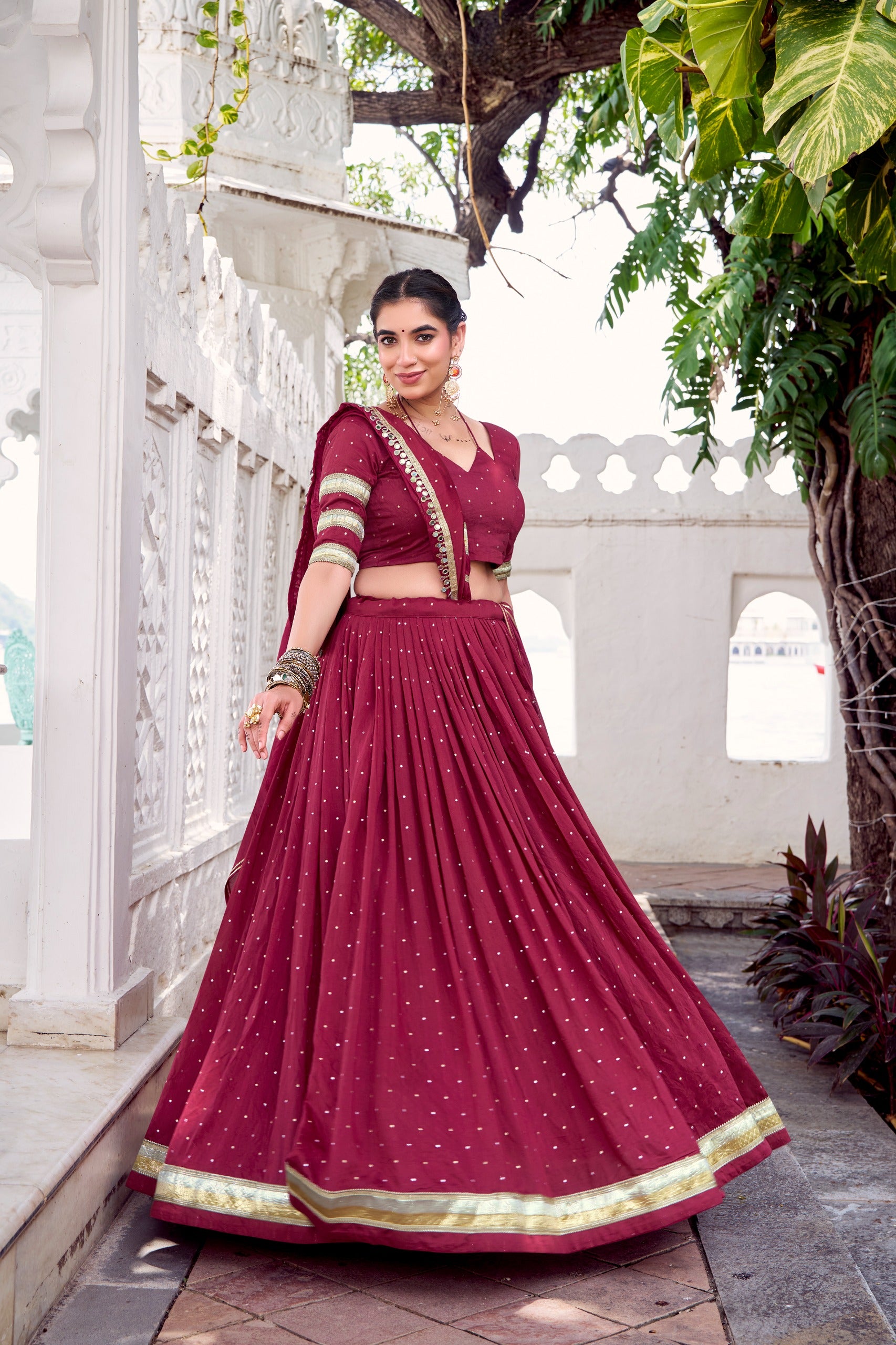 Wine lehenga 