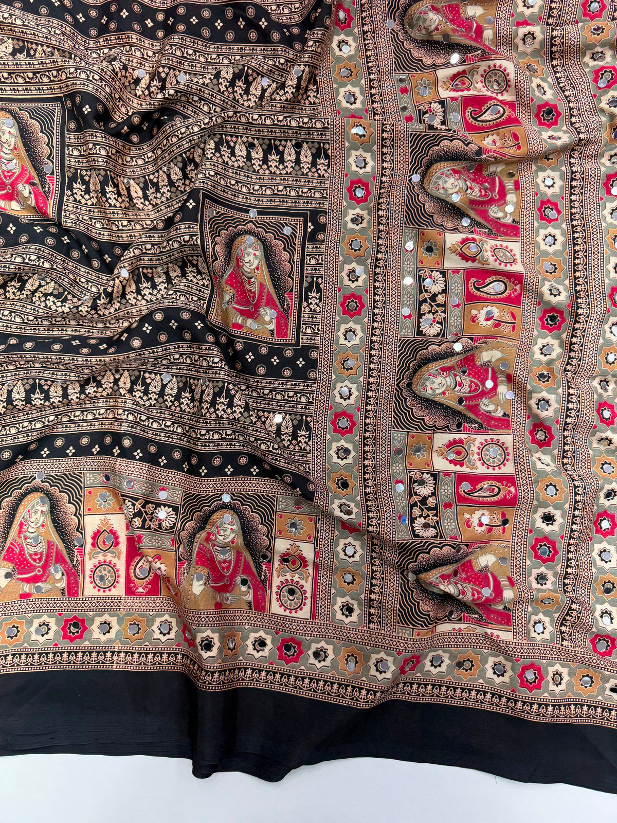 Ajarakh Viscose satin silk saree
