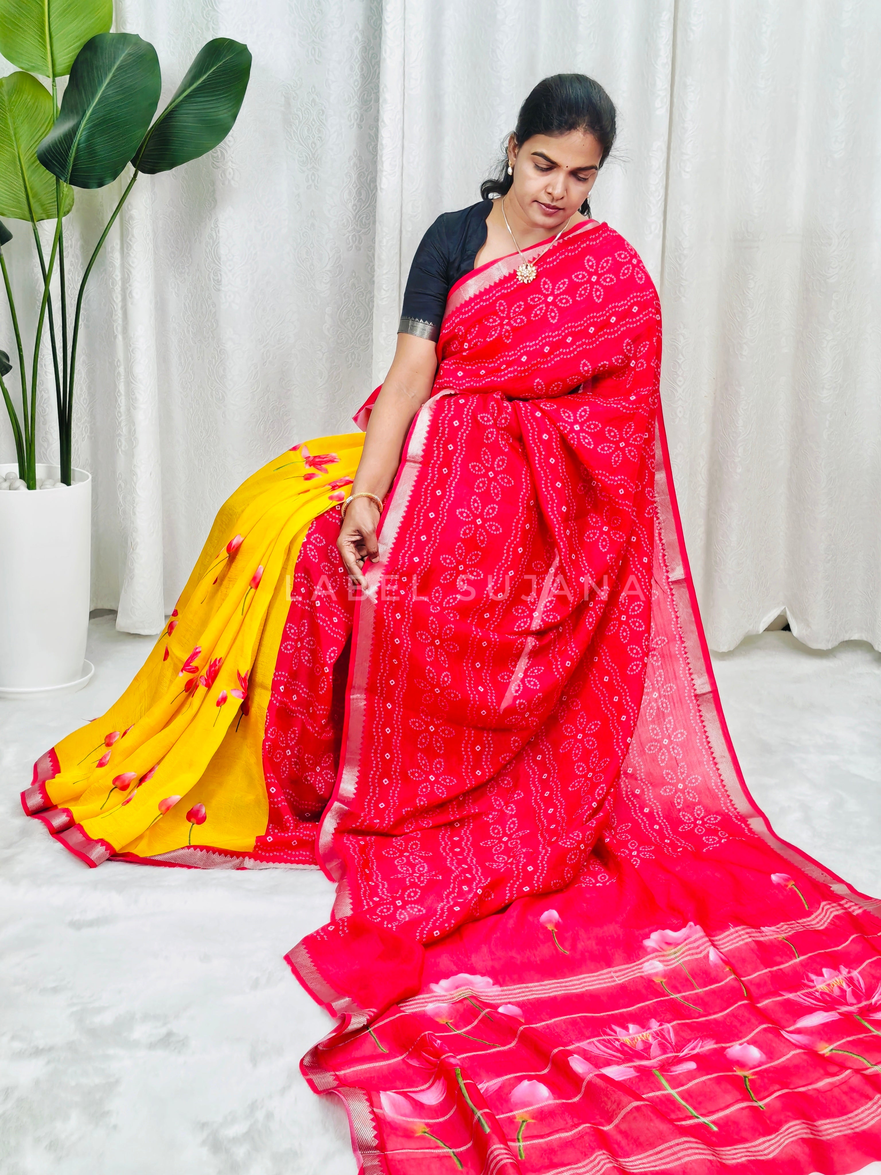 Langa Voni Style Mangalagiri Digital Pattu Saree LSS15
