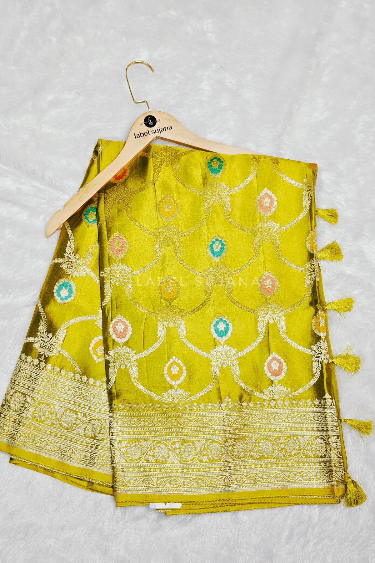 A Neon Green Silk Saree