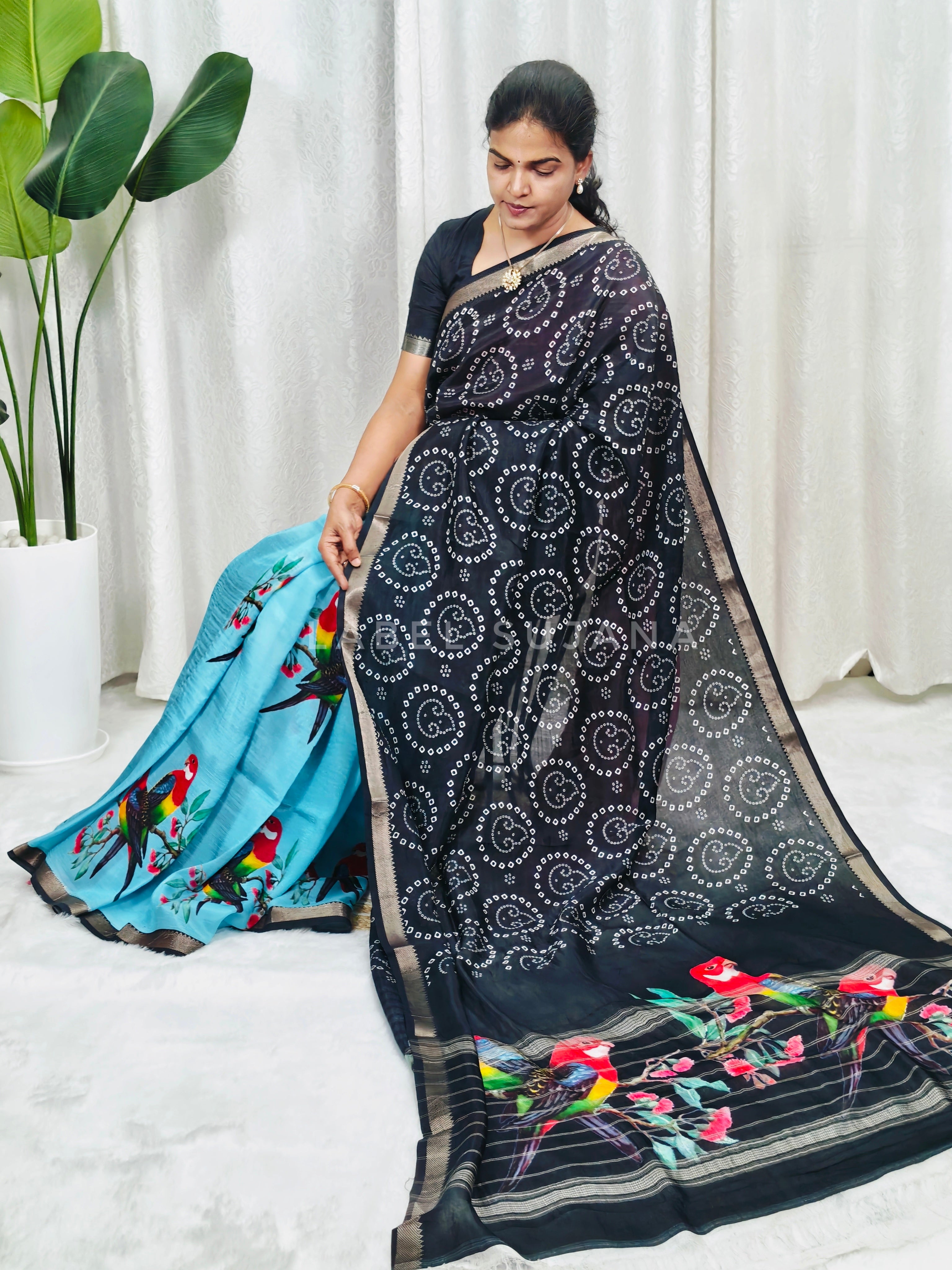 Langa Voni Style Mangalagiri Digital Pattu Saree LSS15
