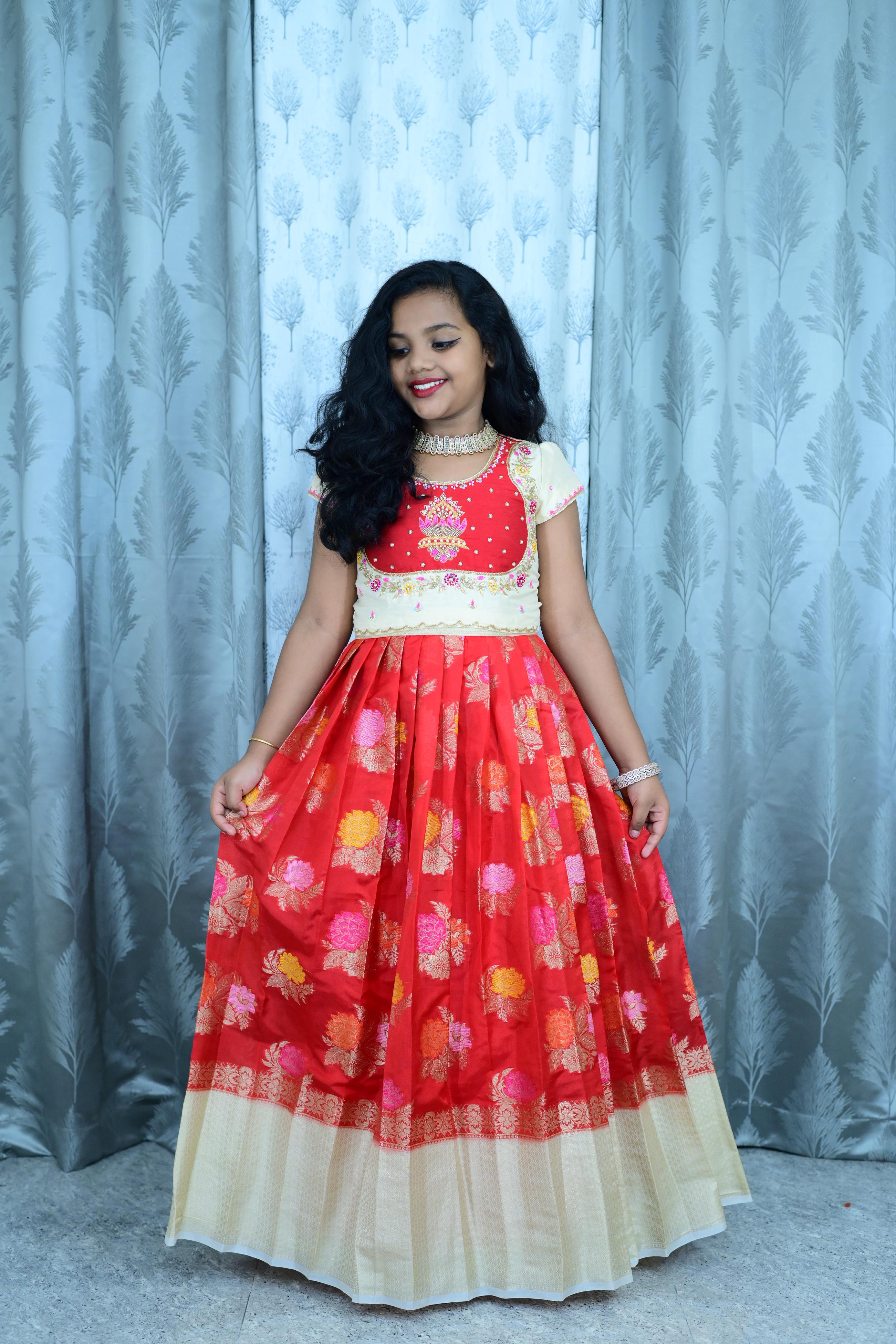 Banarasi Party Wear Kids Crop Top Set