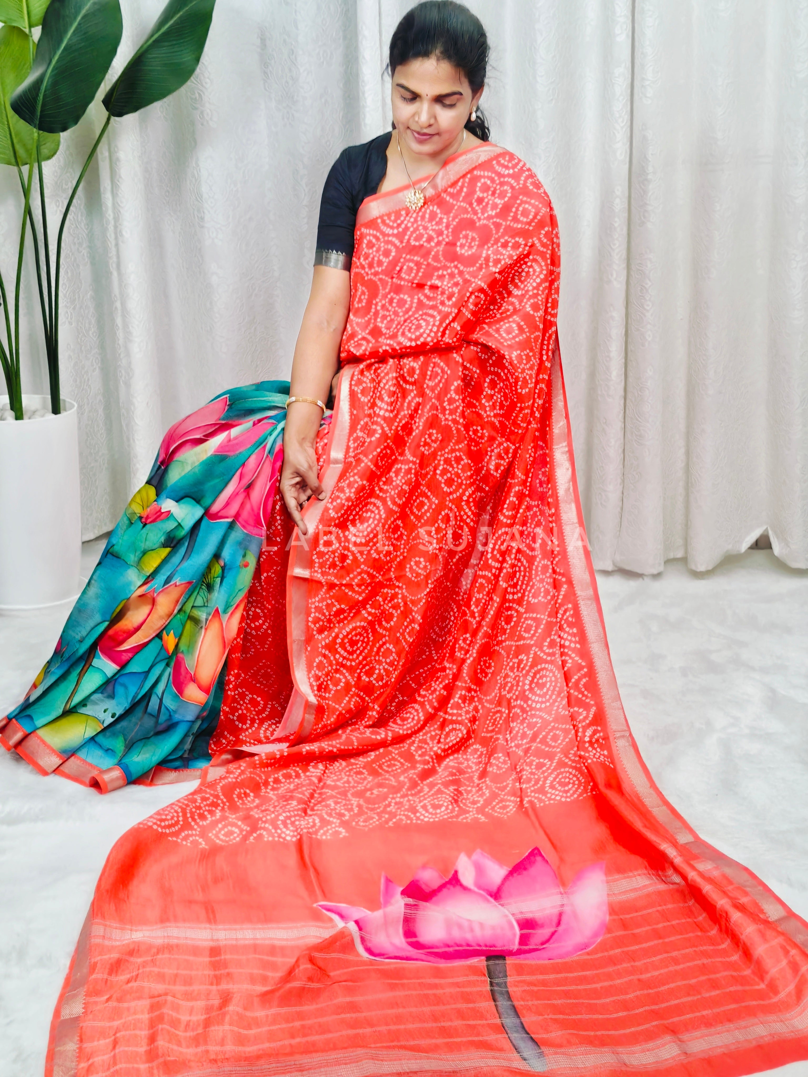 Langa Voni Style Mangalagiri Digital Pattu Saree LSS15