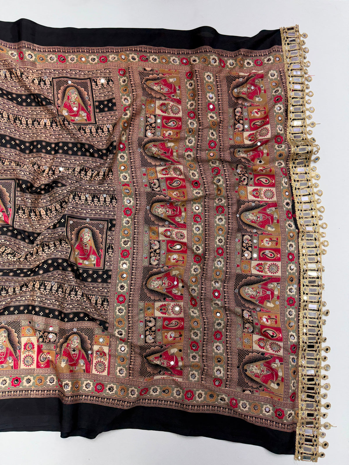 Ajarakh Viscose satin silk saree