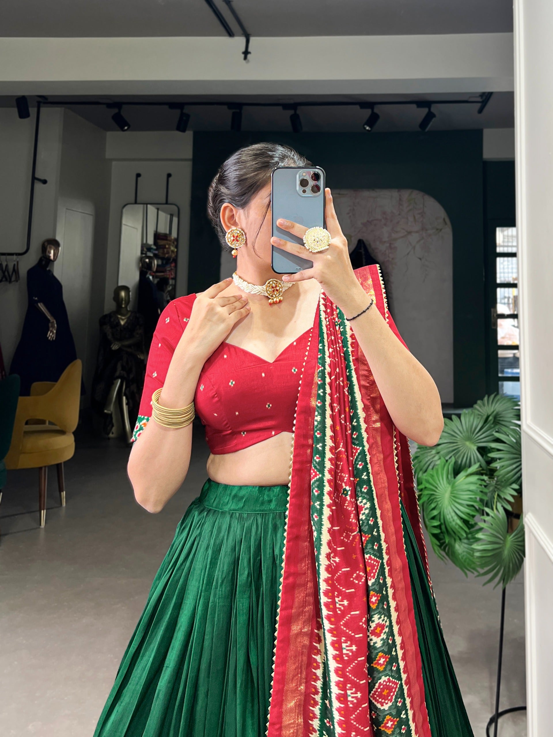 Traditional dark Green lehanga 