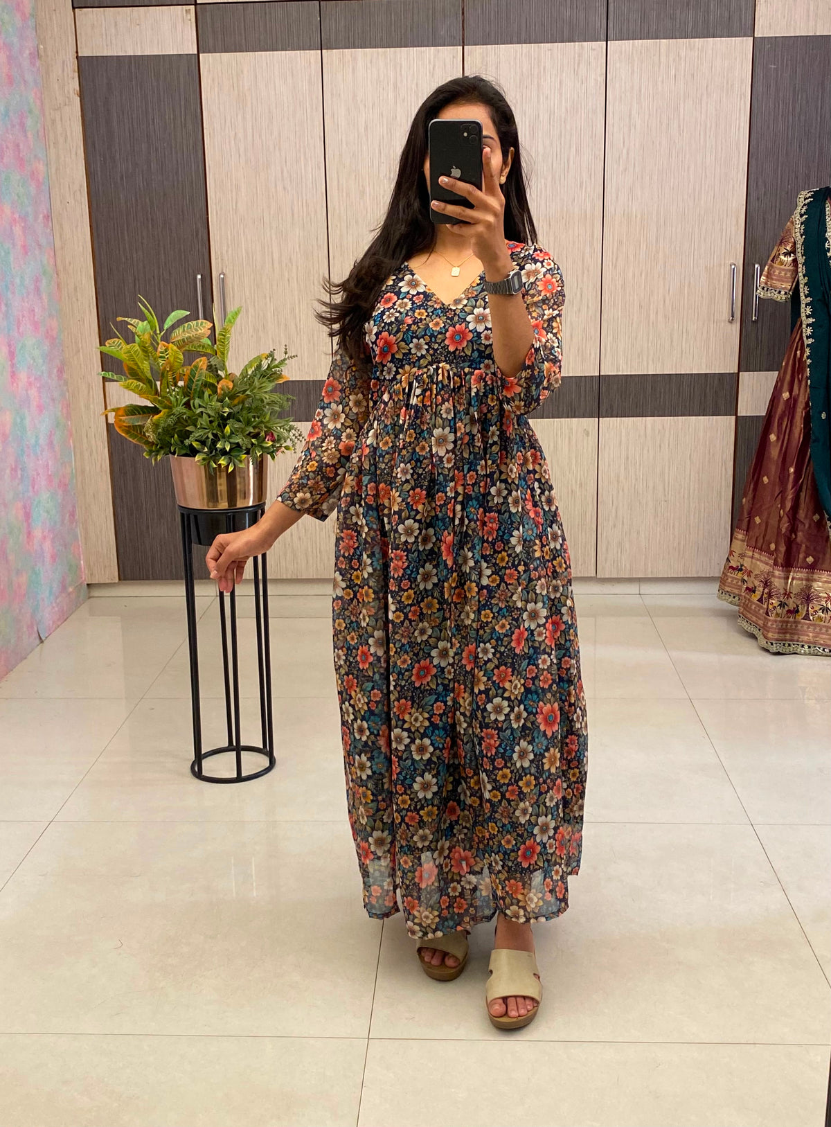 Floral Chiffon Maxi Dress
