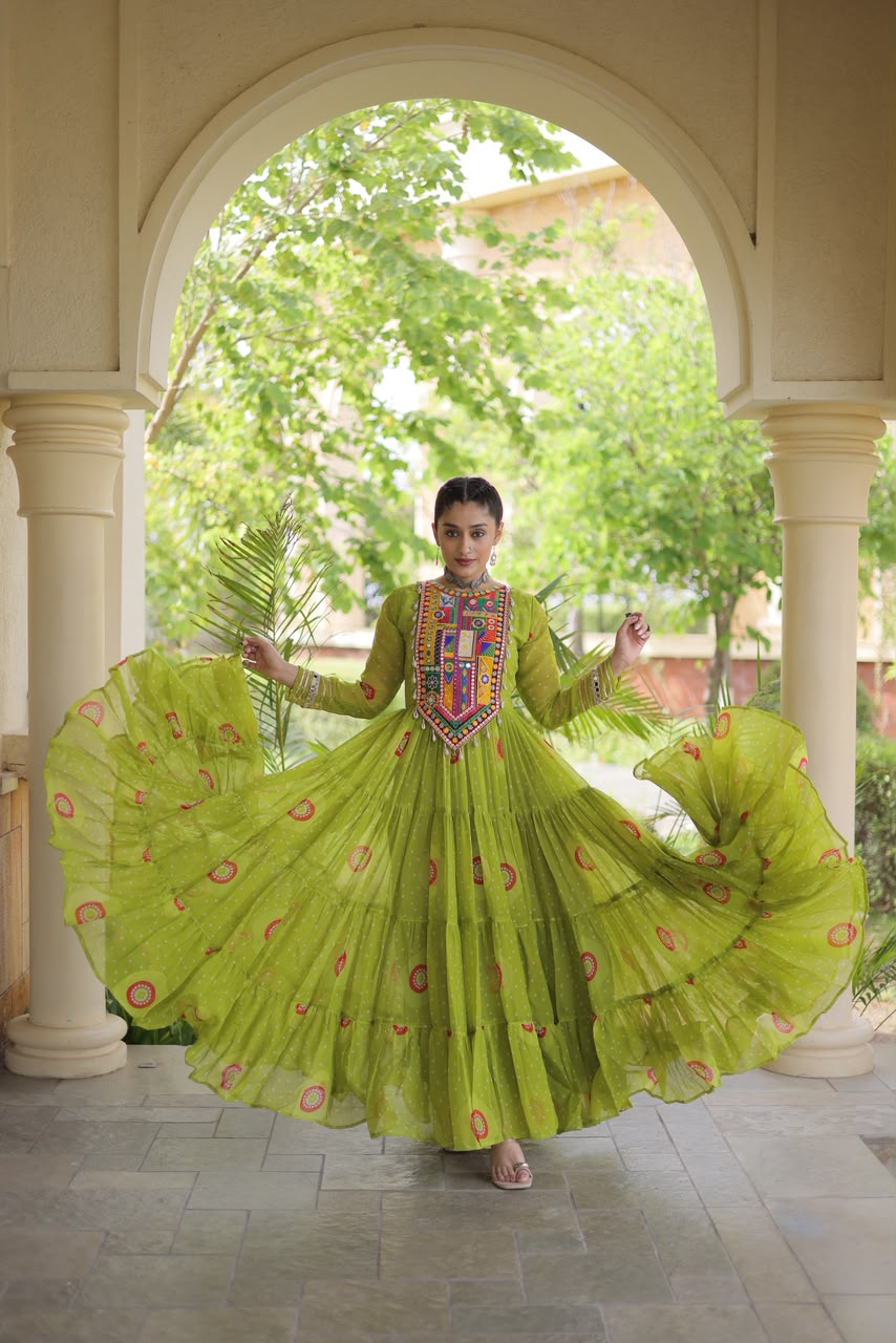 Navaratri Theme Flayered Long Frock