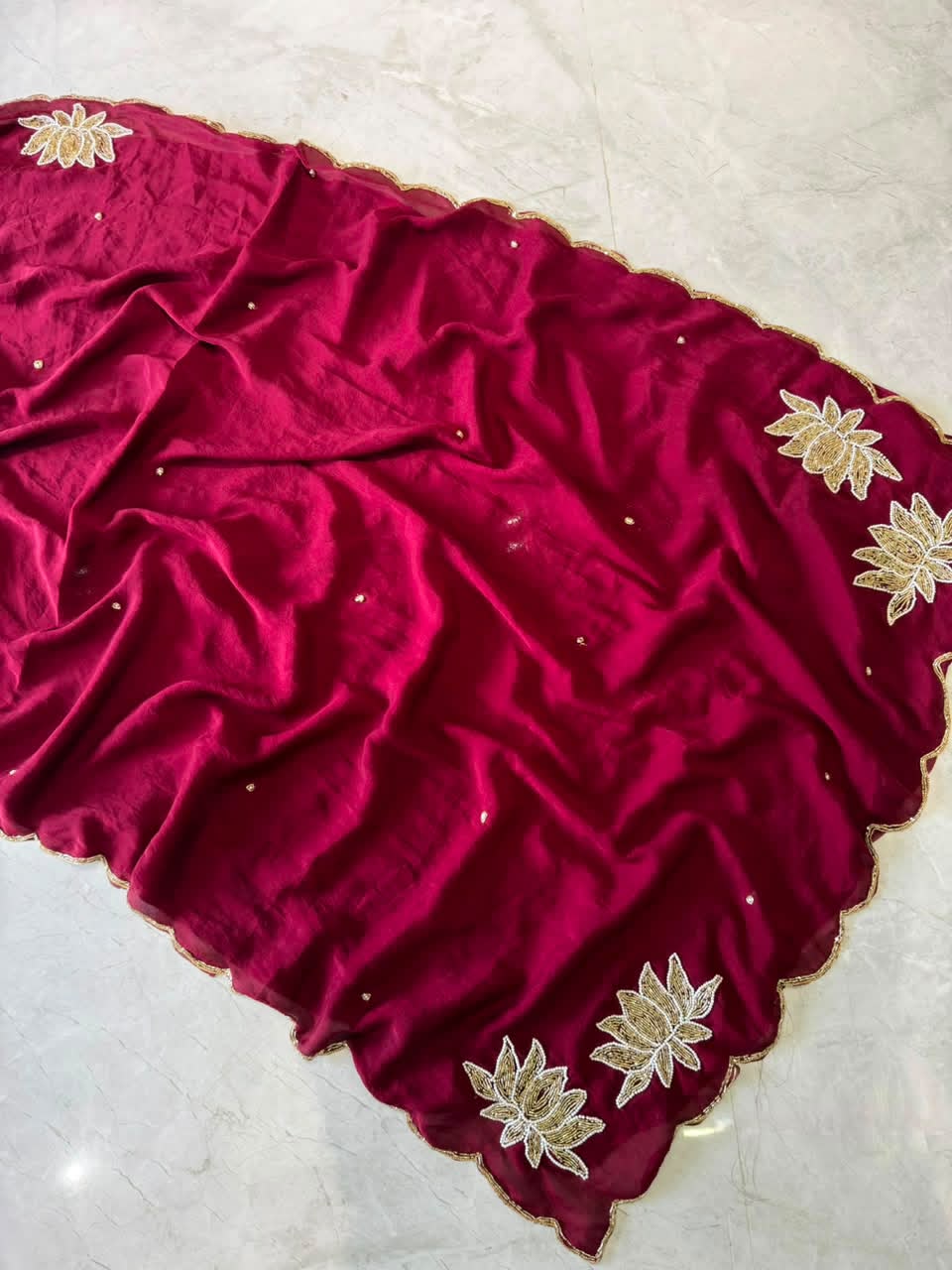 Rangoli Crushed Sarees with Beautiful Hand Cutdana border