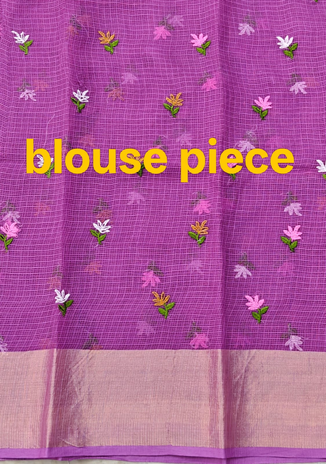 Lavender blouse piece with floral patterns