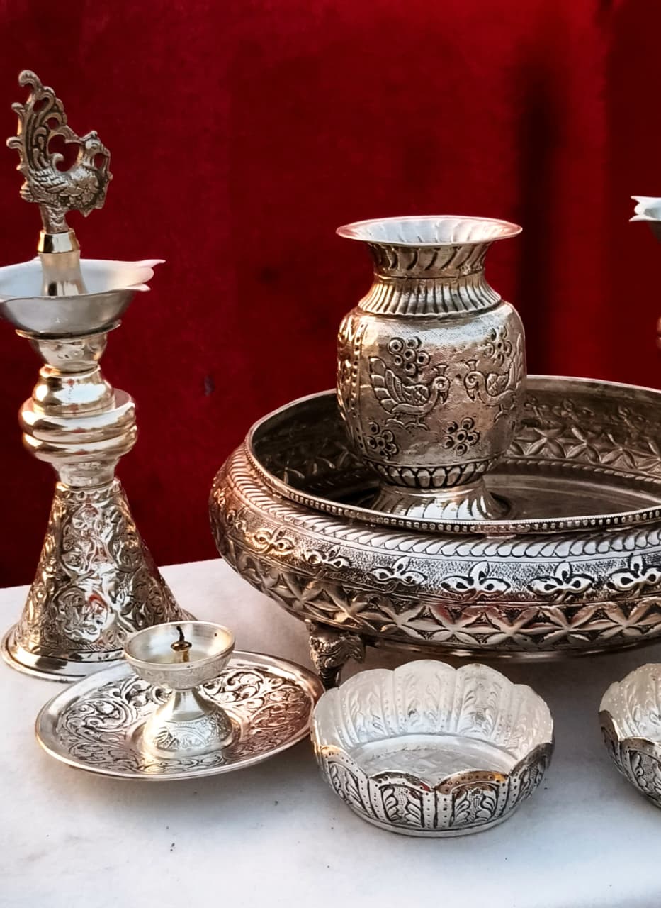 Antique german silver pooja sets