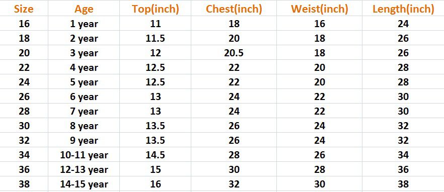 Pink and purple dress size chart