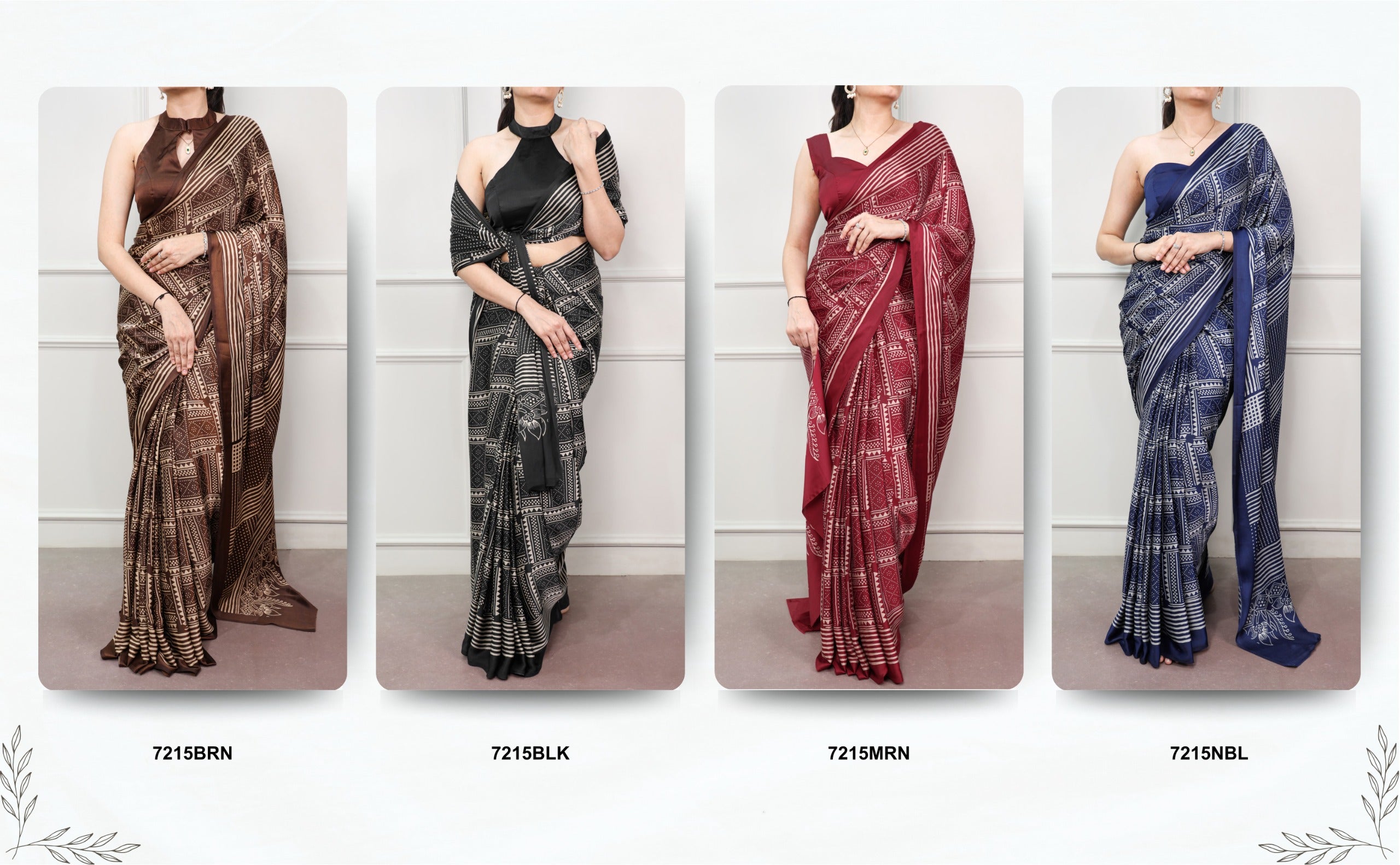 Brown, black, maroon, Navy Blue color sarees