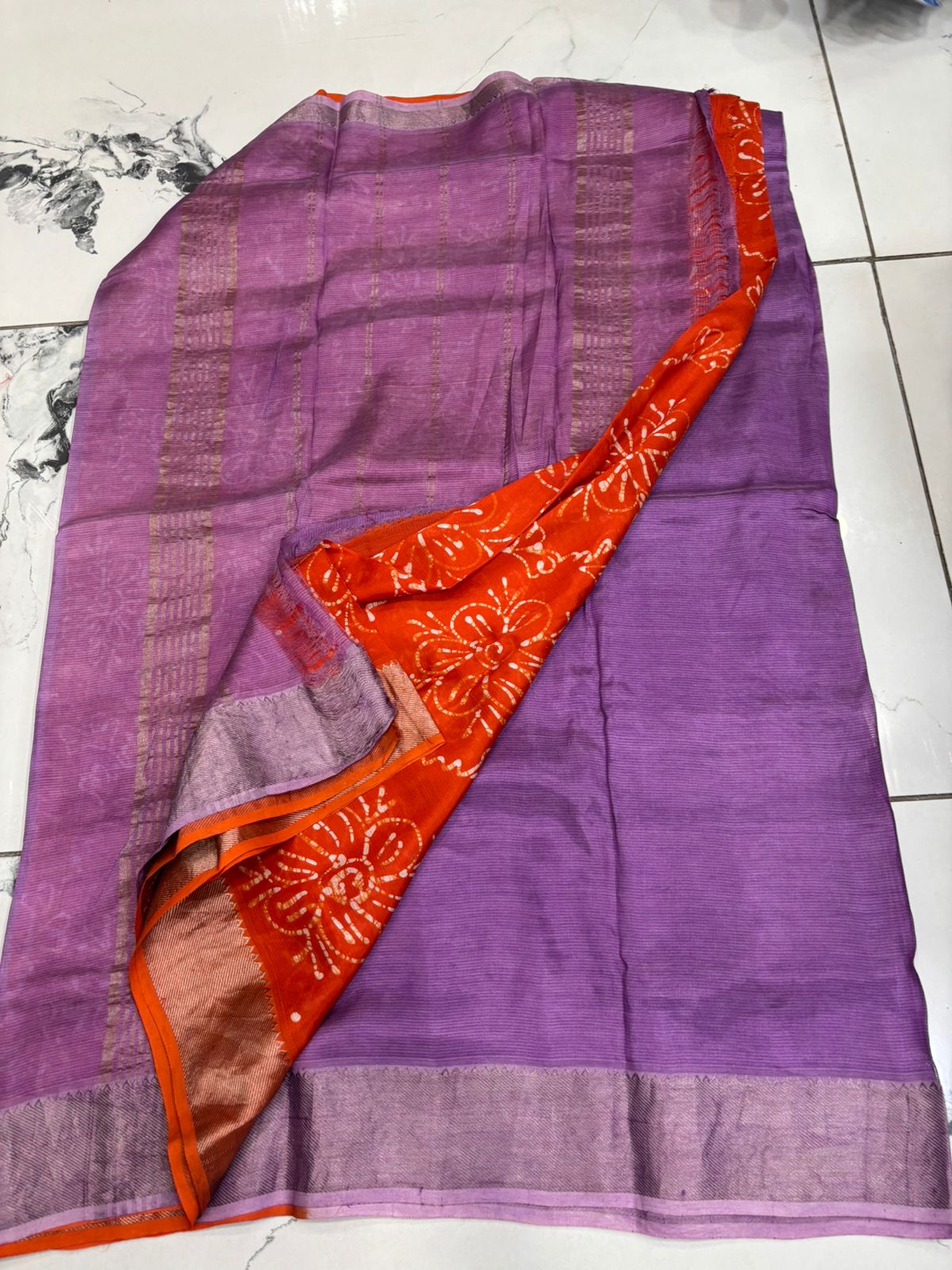 Lavender colour Mangalagiri digital pattu saree