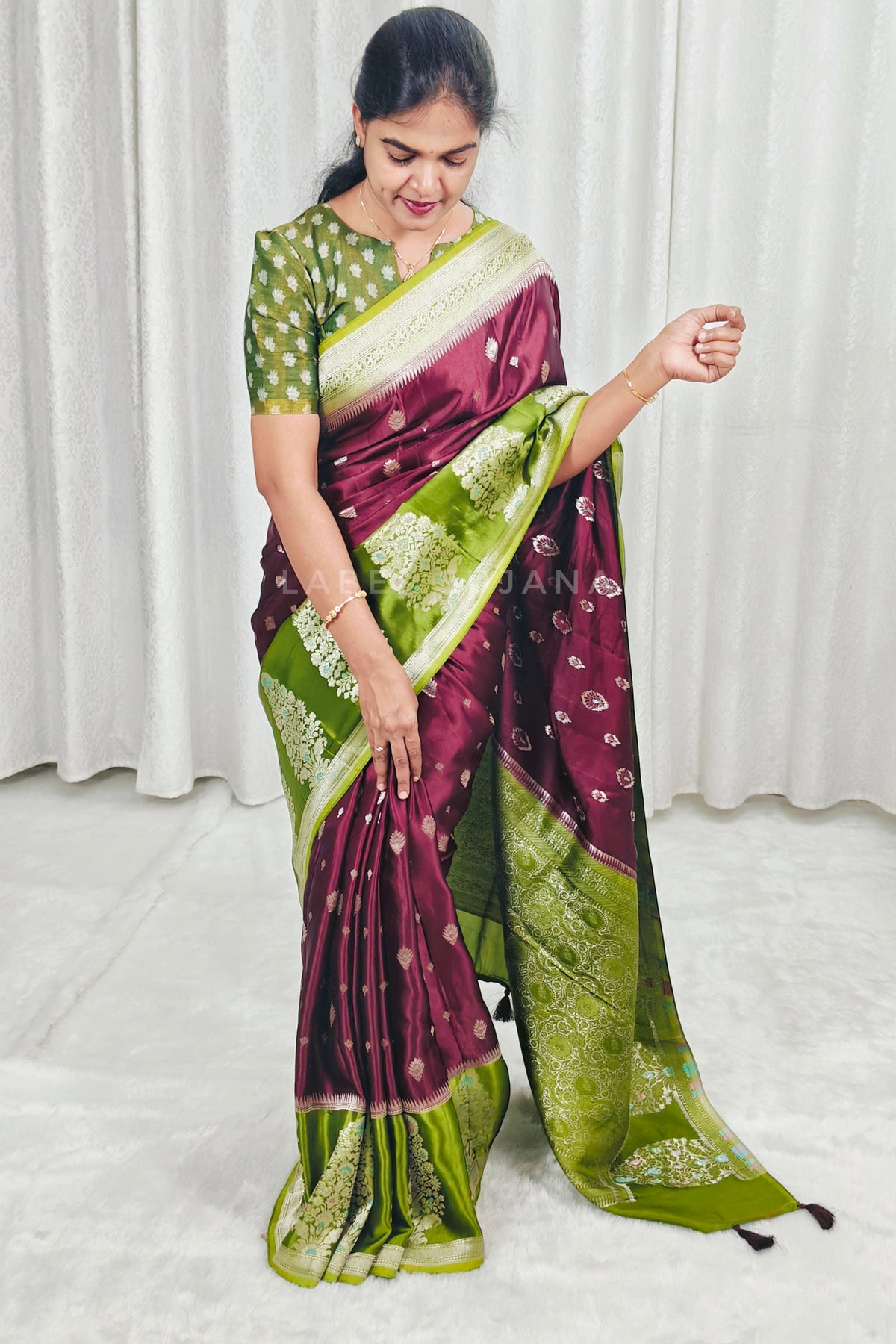 Pure Mashru Silk Saree with Big Border LSS56