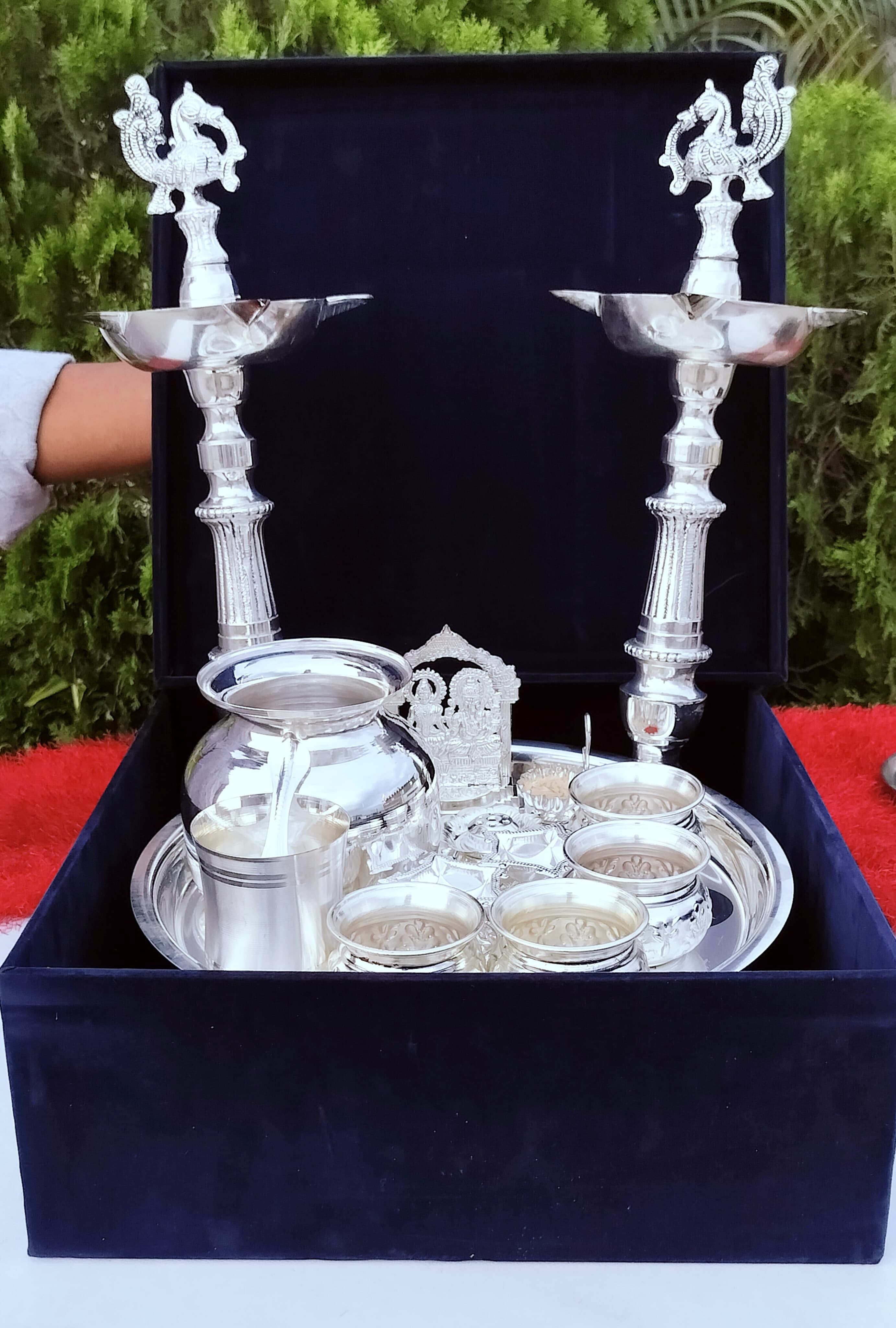 German silver laxmi ganesh pooja set