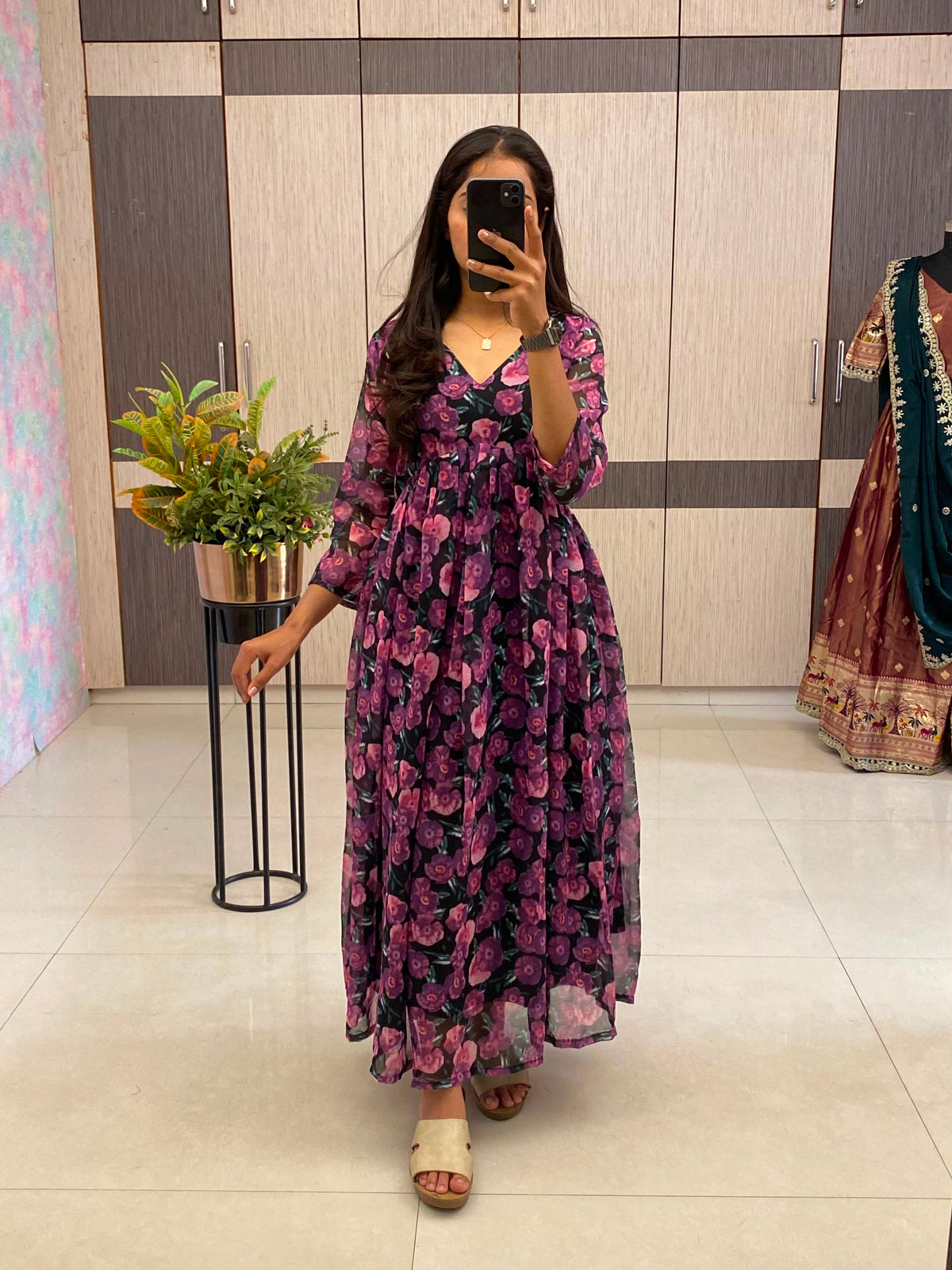 Floral Chiffon Maxi Dress