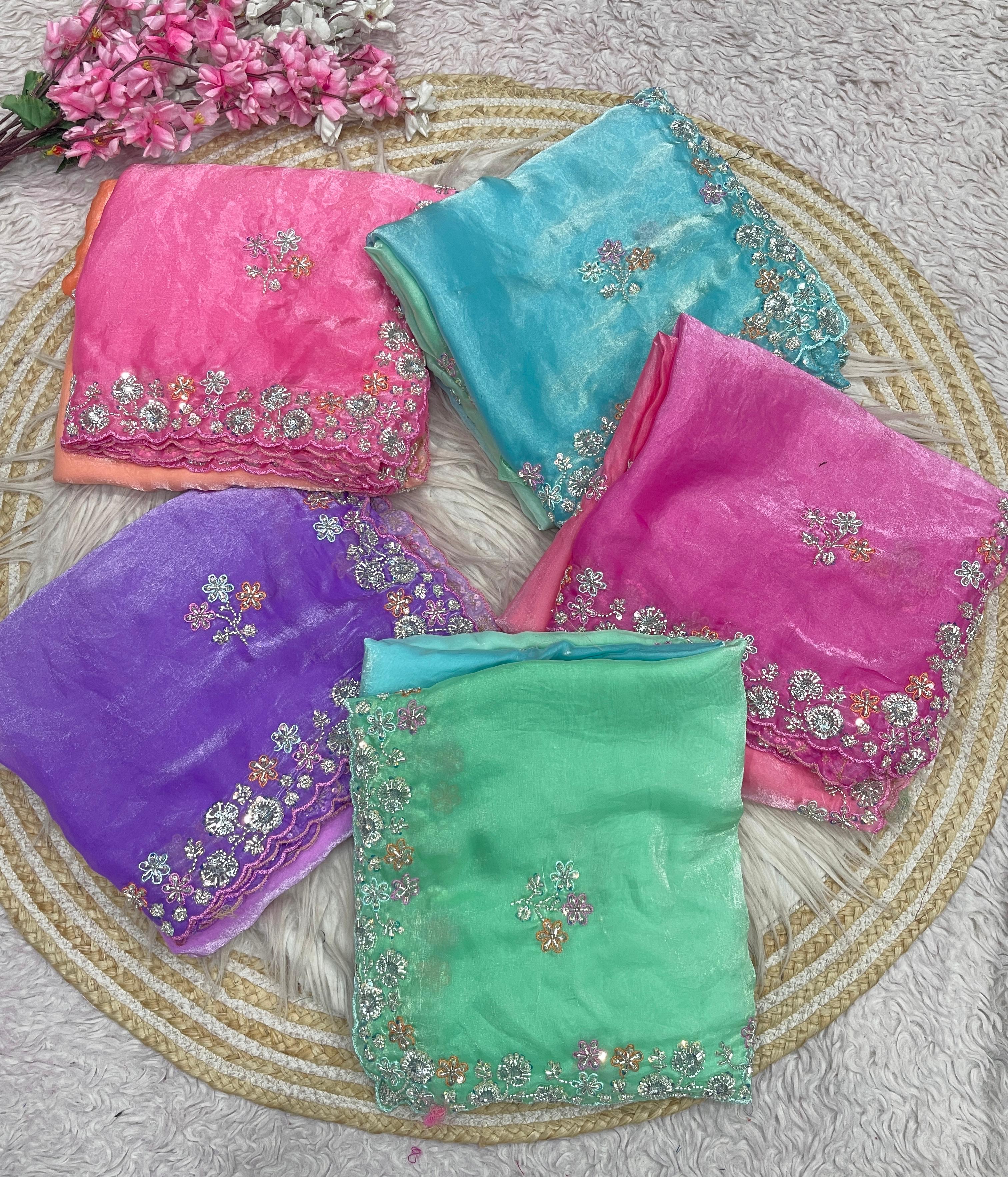 Purple,sky blue, orange, light green,pink