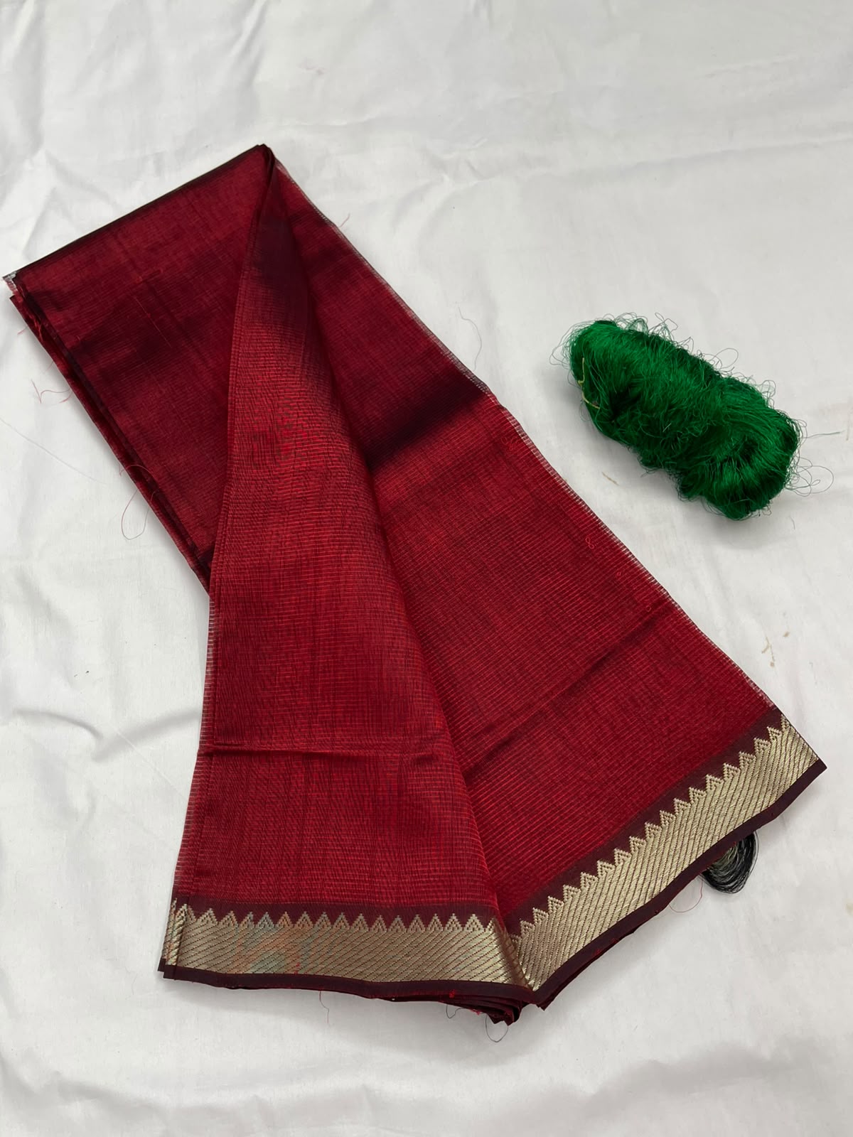 A Maroon Mangalagiri Handloom pattu saree