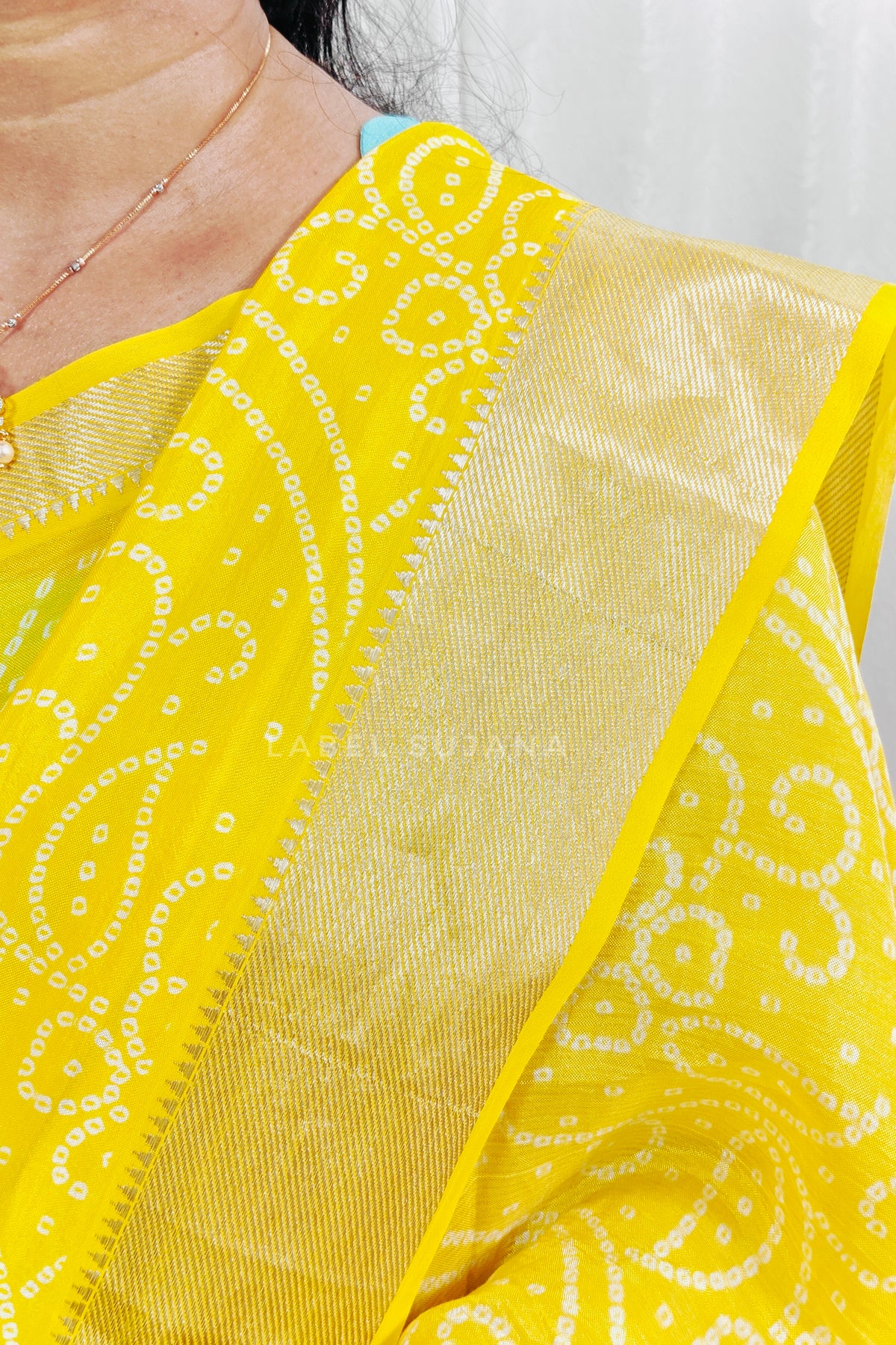 Yellow colour Mangalagiri Langa Voni Style Big Zari Border Digital Pattu Saree