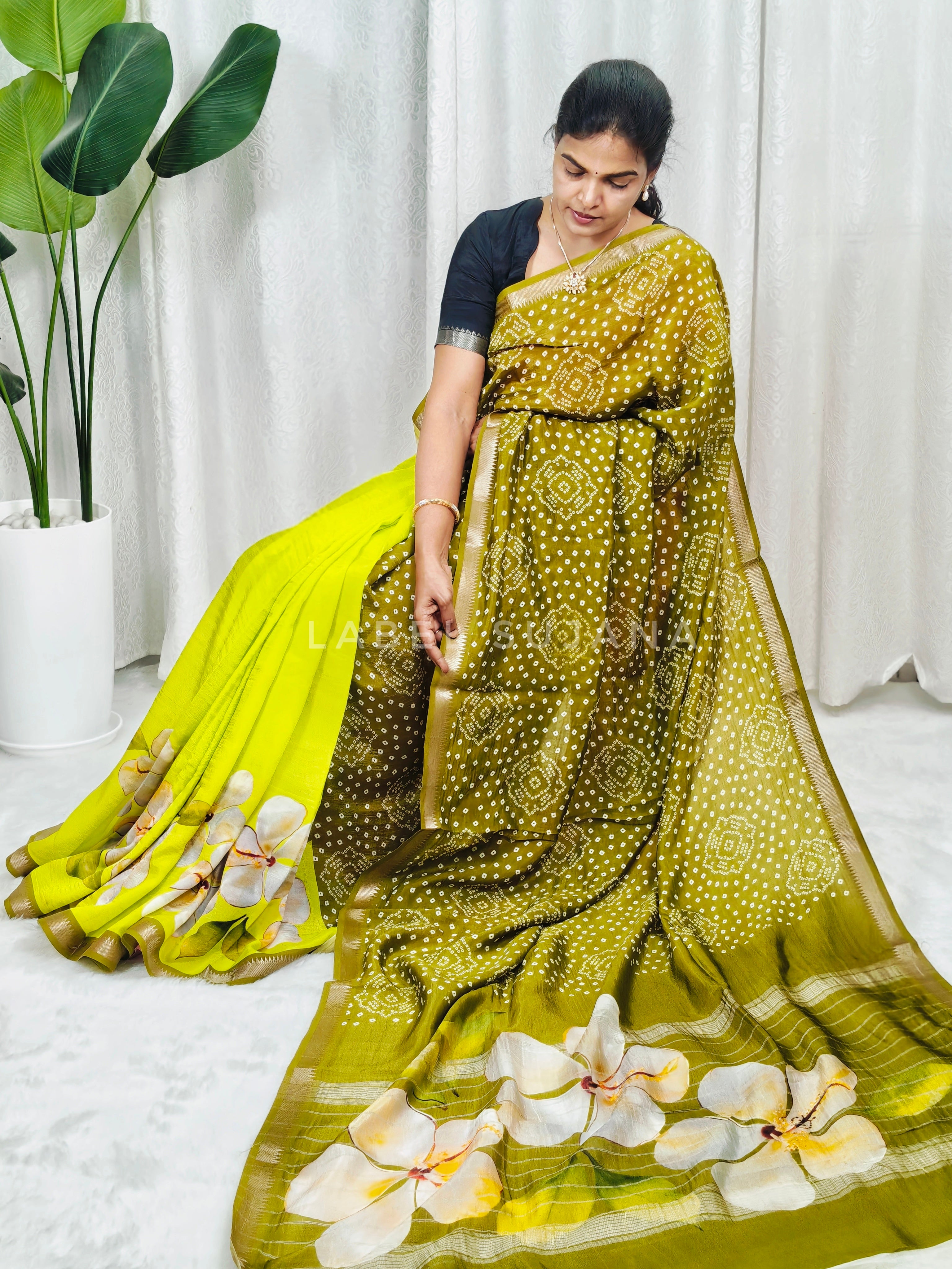Langa Voni Style Mangalagiri Digital Pattu Saree LSS15