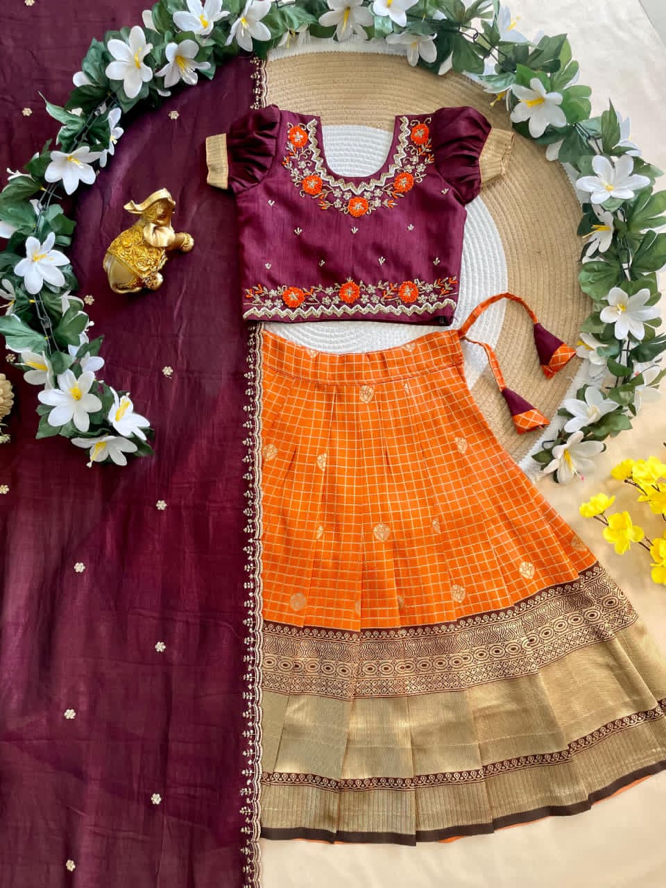 Maroon and orange 