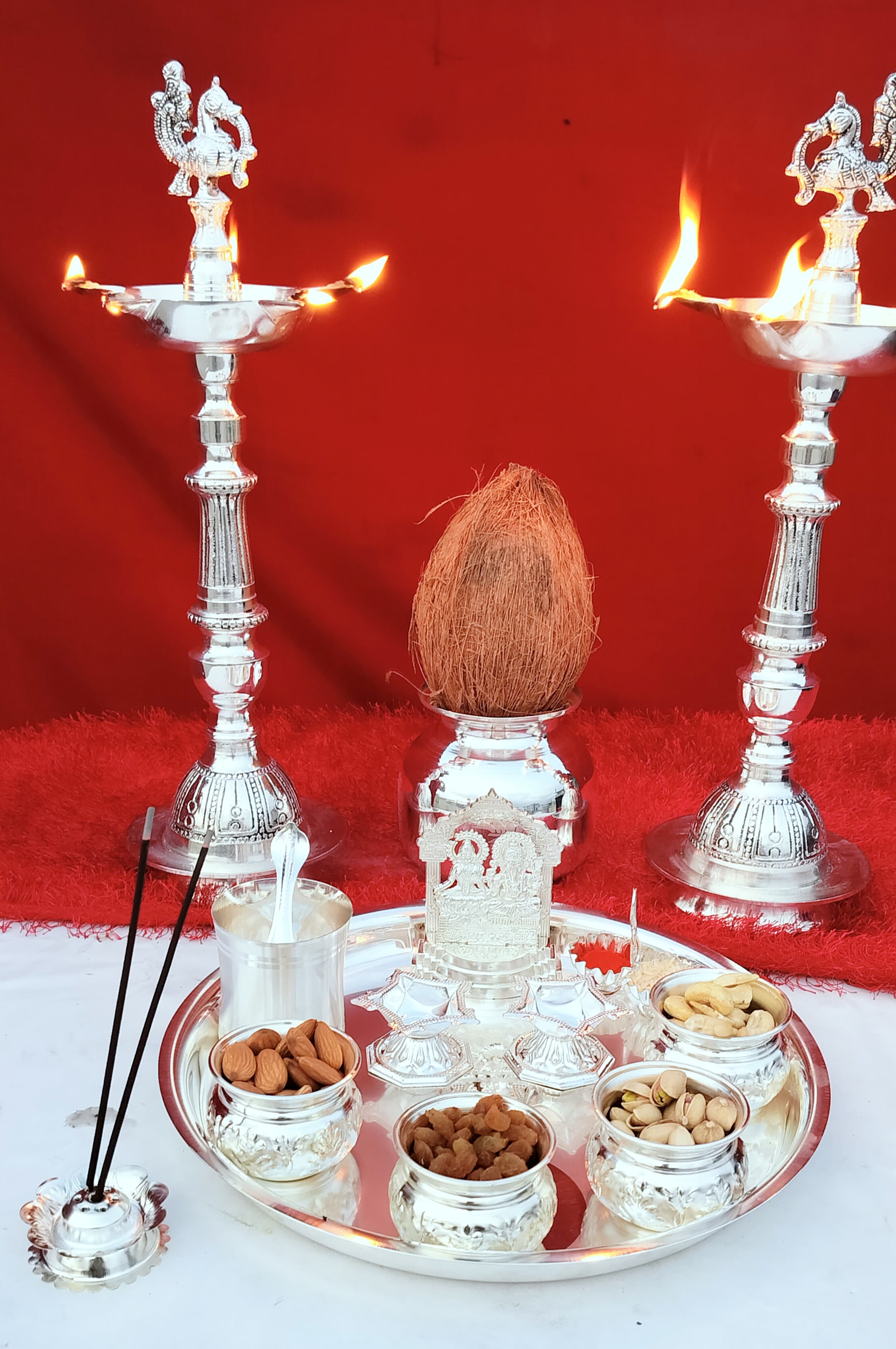 German silver laxmi ganesh pooja set