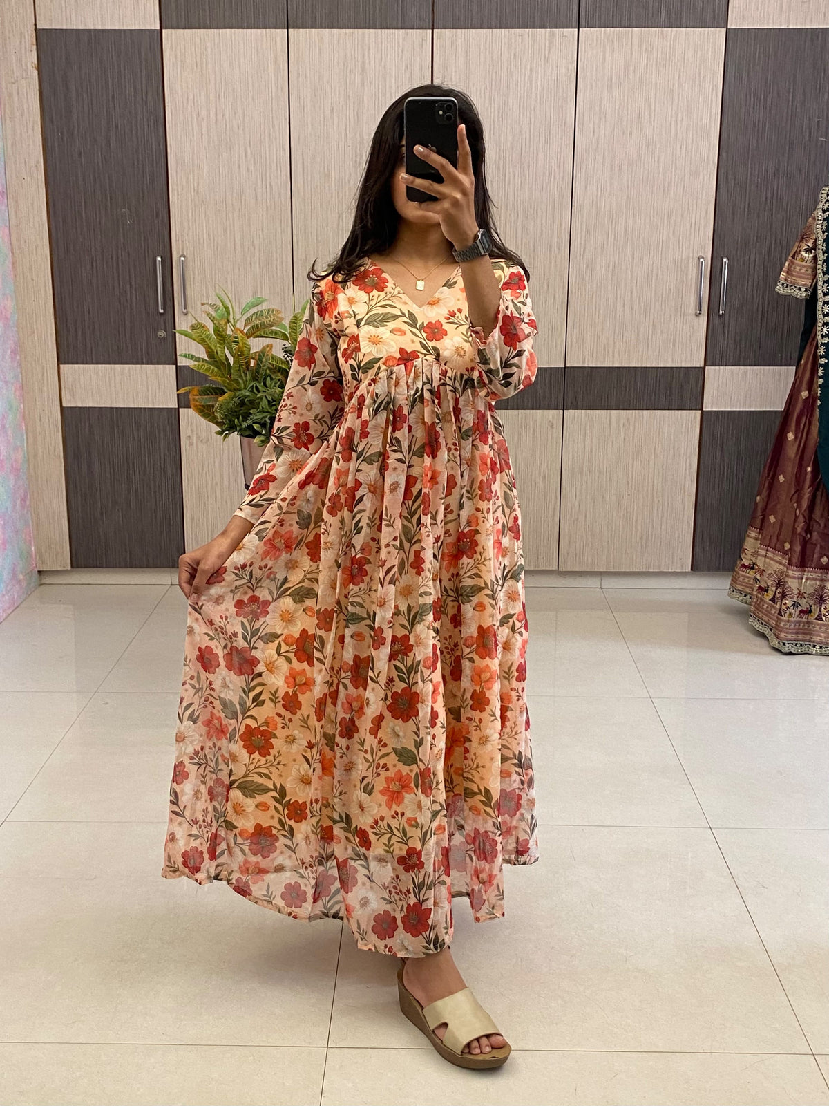 Floral Chiffon Maxi Dress