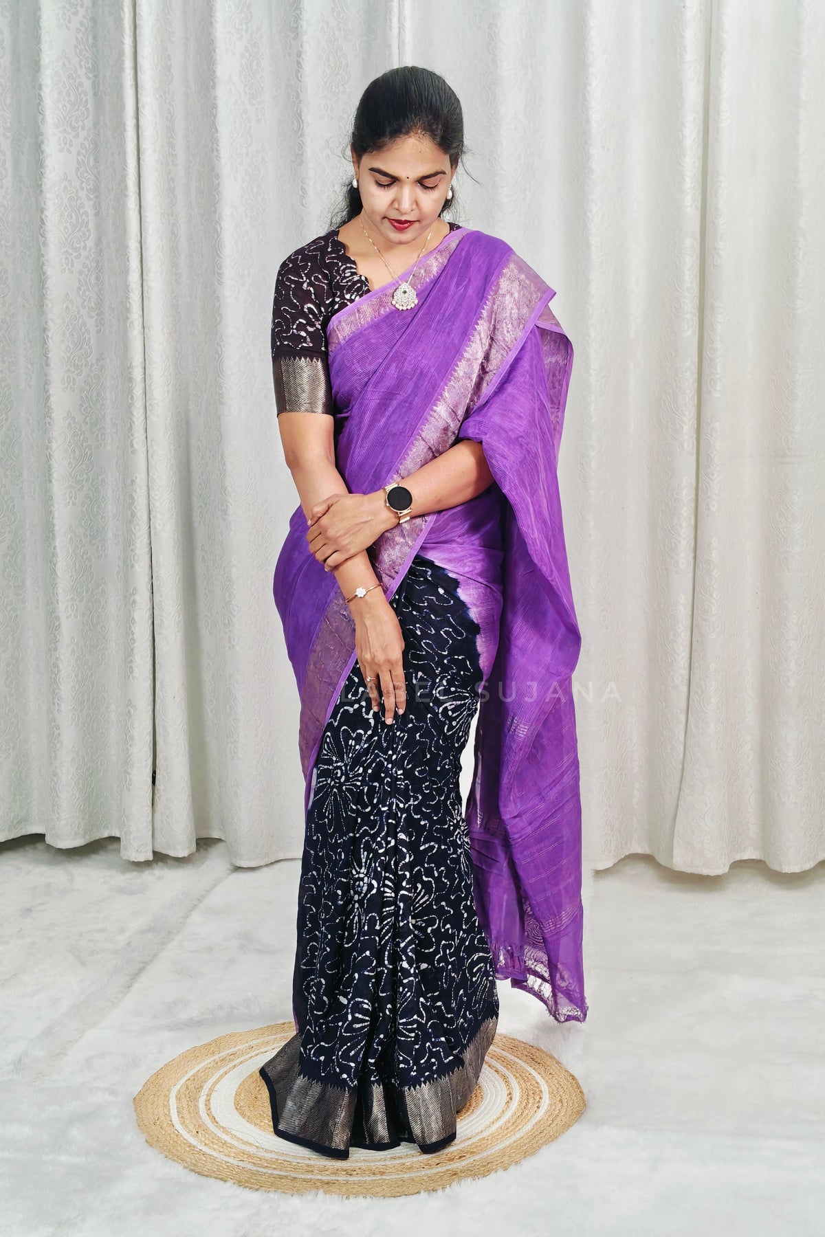 Purple 1 Mangalagiri digital pattu saree