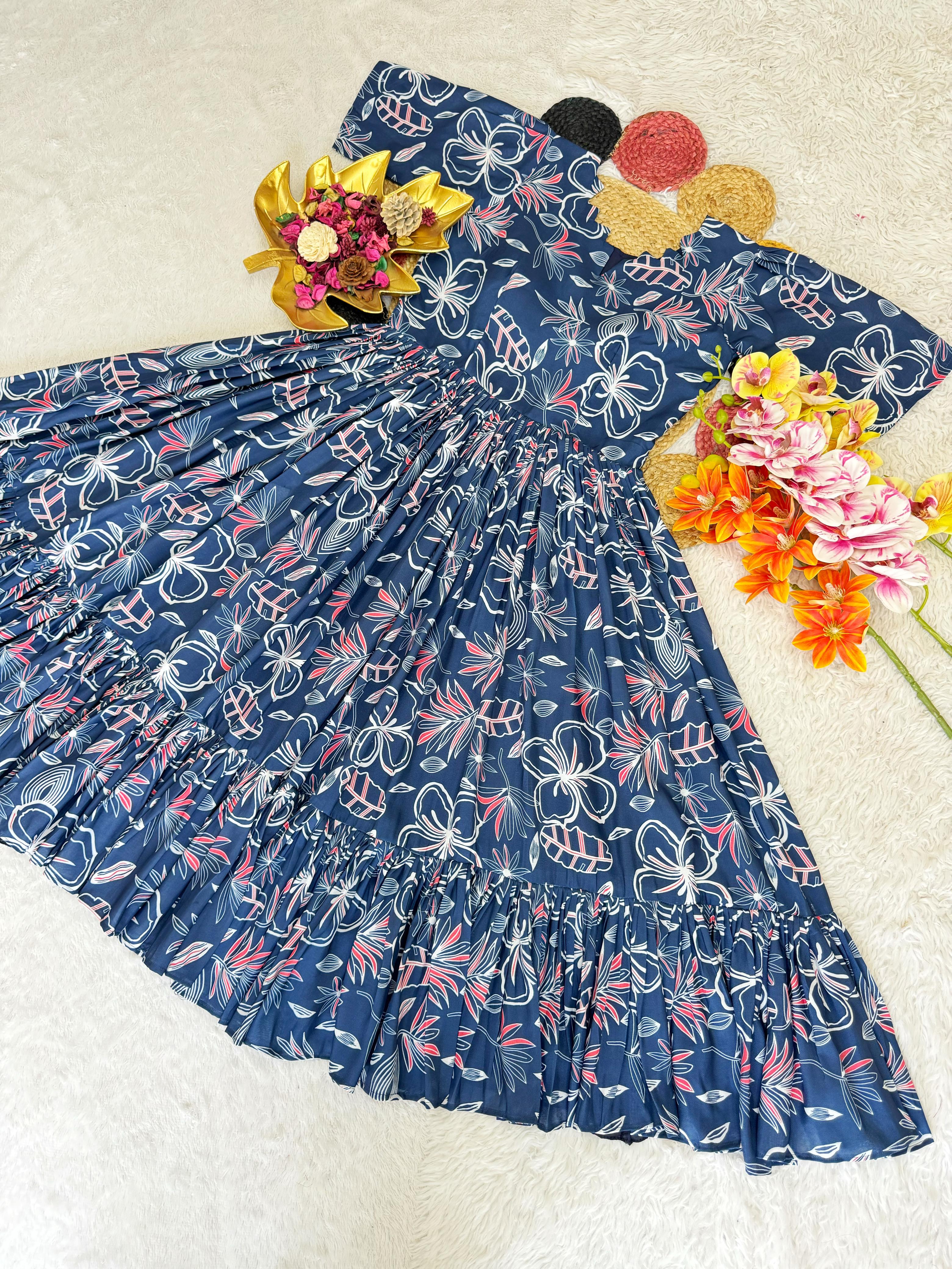 Navy floral Patterned frock 