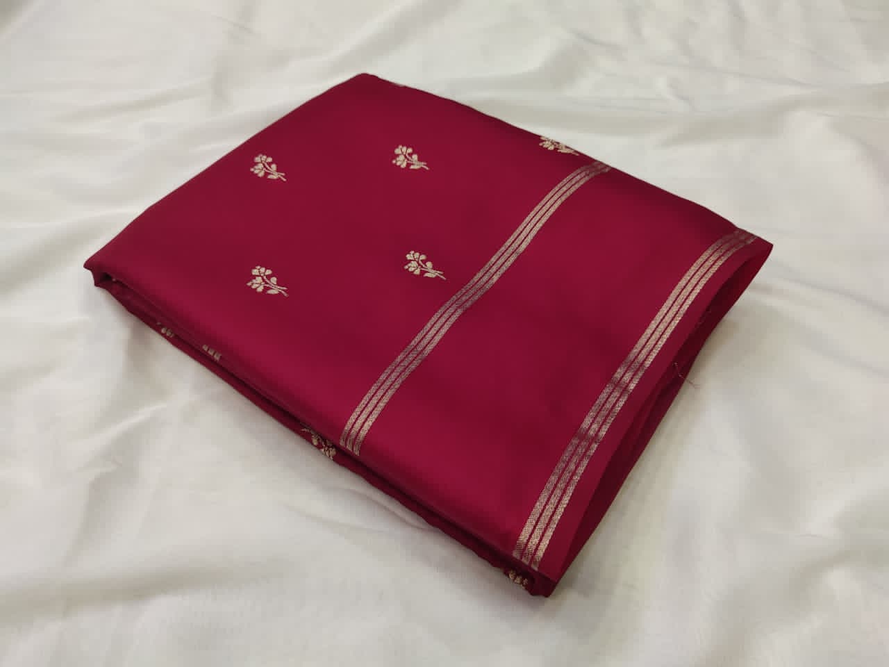 Maroon fabric with embroidery sarre