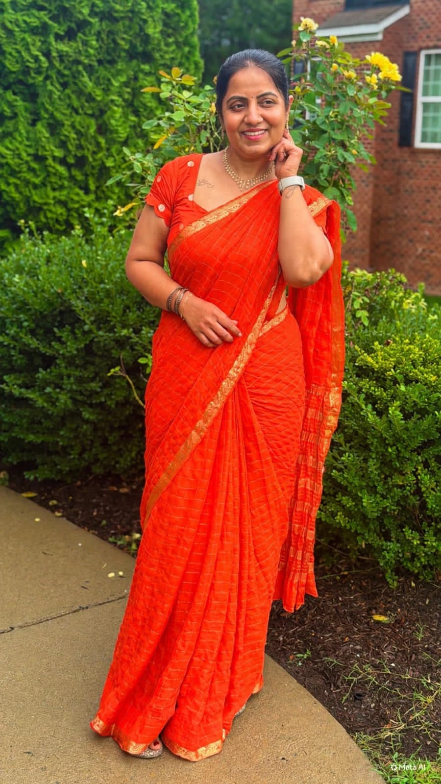 Orange Viscose Georgette Saree