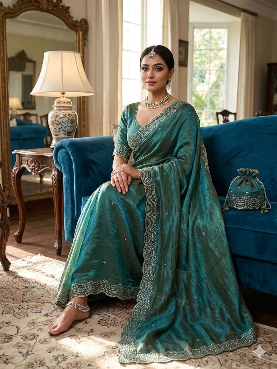 Rama green Saree 