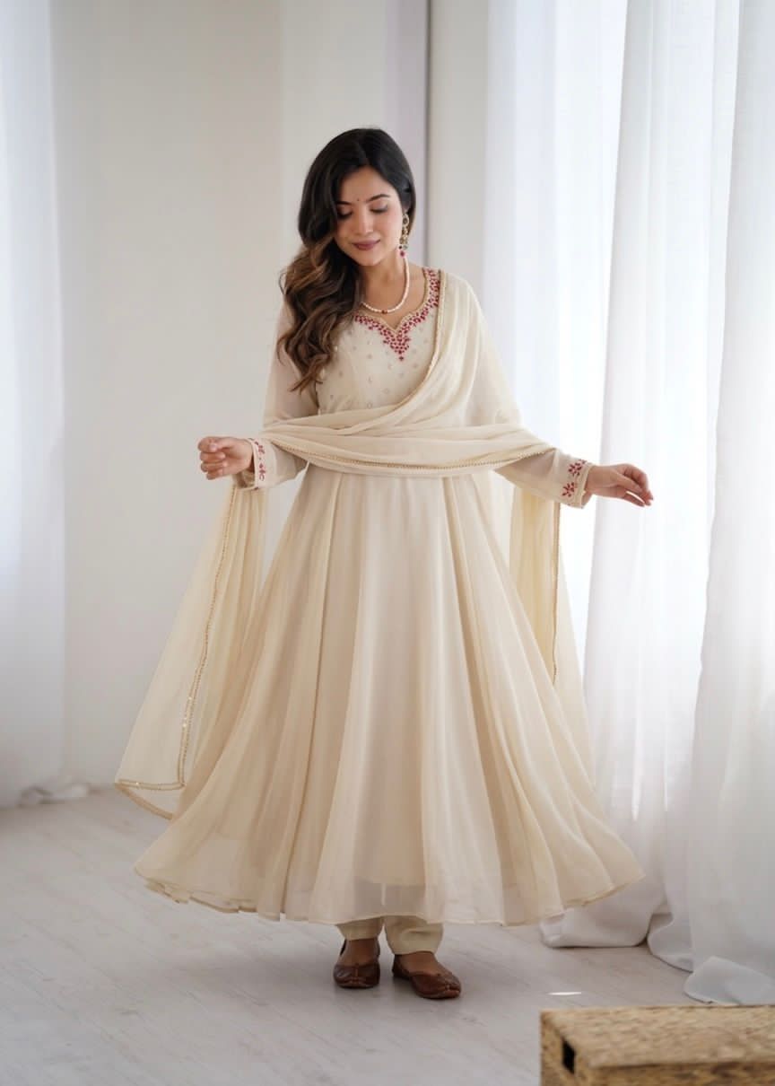 Beige dress with a shawl 